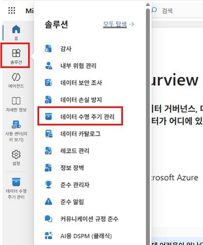 Purview 관리 센터 접속 화면